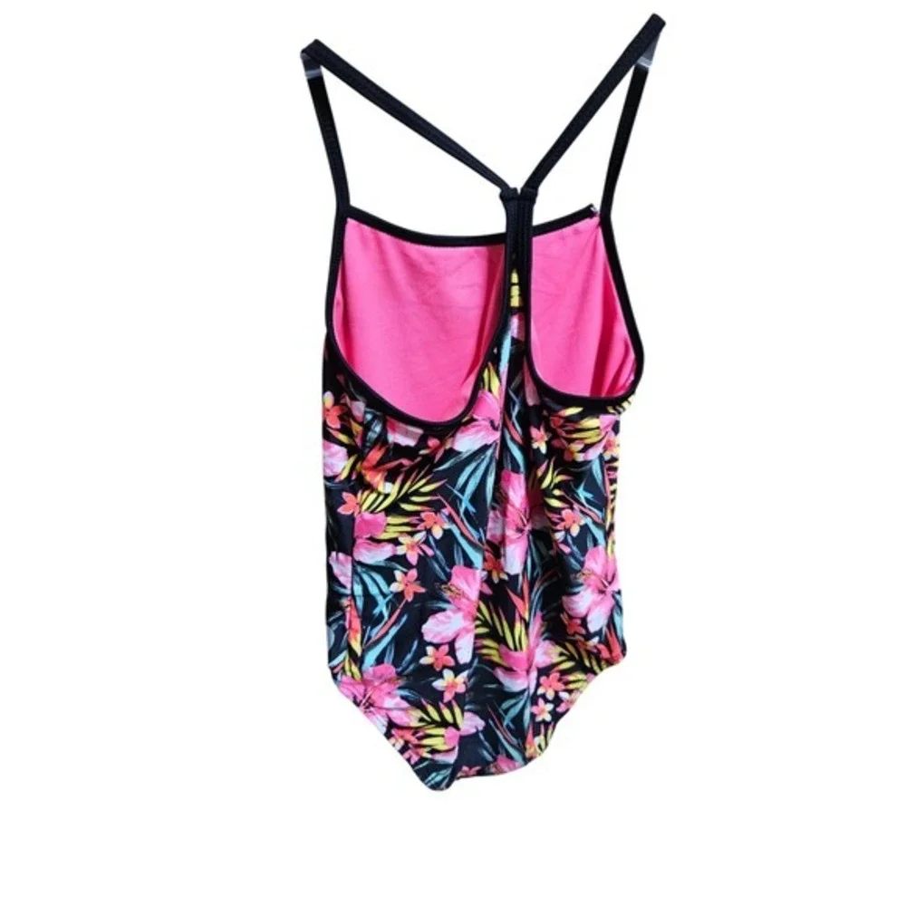 Hurley Kids Girl's Swimsuit Swim One Piece Fuchsia Black‎ Size 7/8 (6-10 Yrs)